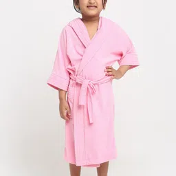 Creeva Melodious Kids Pink Front Pocket Bath Robe-13