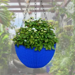 Kuber Industries Blue Set Of 3 Large Plastic Hanging Flower Pot-9