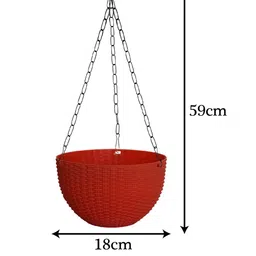Kuber Industries Set Of 4 Red Plastic Hanging Flower Pot image 3