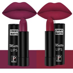 PERPAA Creamy Matte 2-Pcs Long Lasting Bullet Lipstick -Cherry Red 52 - Candy Pink 87-0