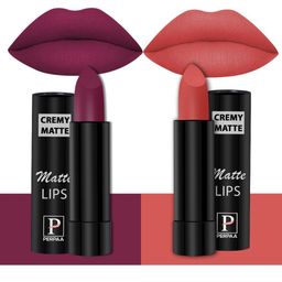 PERPAA Creamy Matte 2-Pcs Long Lasting Bullet Lipstick -Cherry Red 52 - Velvet Orange 93-1