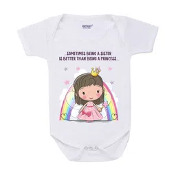 KNITROOT Rakhi Collection Infant Kids Girls White & Pink Cotton Printed Bodysuit-image-28