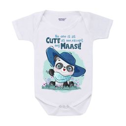 KNITROOT Infant Kids White & Blue Printed Cotton Bodysuit-image-89