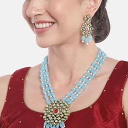 Anouk Gold-Plated Stones-Studded & Beaded Jewellery Set-10