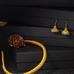 AKSHARA Girls Gold-Toned & Yellow Set of 2 Beaded Hair Accessory Set-image-64