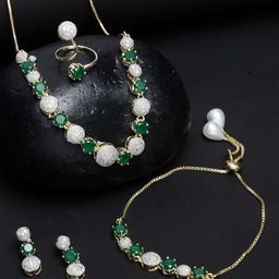 Kennice Gold-Plated AD-Studded Jewellery Set-image-28