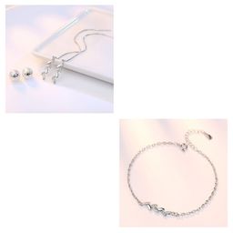 MYKI Silver-Plated Cubic Zirconia Studded Stainless Steel Bracelet & Earrings-image-82