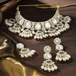 Zaveri Pearls Gold Plated Kundan-Studded Jewellery Set-image-66