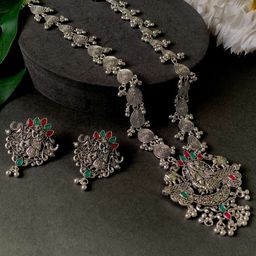 I Jewels Silver-Plated Radha Krishna Jewellery Set-image-3