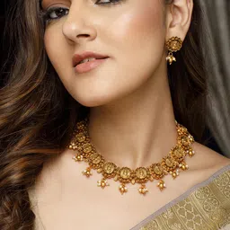 Rubans 24K Gold-Plated Handcrafted Intricate Work Jewellery Set-5