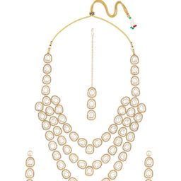 AMI Gold-Plated Austrian Diamonds Studded Layered Jewellery Set-image-34