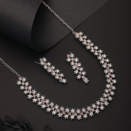 Jazz and Sizzle Rhodium-Plated American Diamond Studded Jewellery Set-18