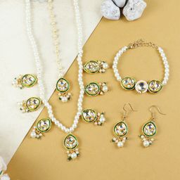 Asthetika Kids Kundan Studded & Beaded Jewellery Set-29