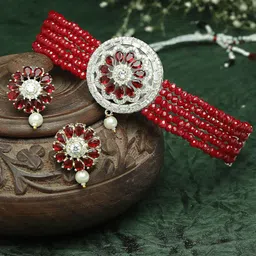 Kennice Silver-Plated Stone Studded Layered Jewellery Set-picture-31