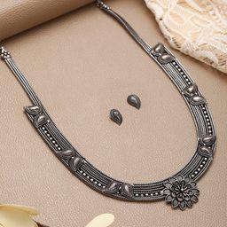 Jazz and Sizzle Oxidised Stone Studded Jewellery Set-picture-5