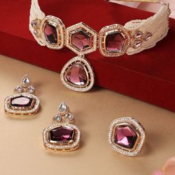 Zaveri Pearls Gold-Plated Kundan-Studded & Beaded Jewellery Set-37