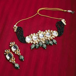 The Pari Gold-Plated Stone-Studded & Beaded Jewellery Set-image-77