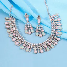 Yellow Chimes Gold-Plated Stone-Studded Choker Jewellery Set-45