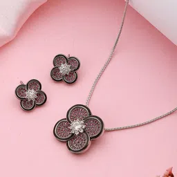 Saraf RS Jewellery Silver-Plated AD Stone Studded Jewellery Set-image-47