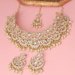 VATSALYA creation Gold-Plated Stone & Beads Studded Jewellery Set-image-45