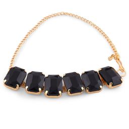 ToniQ Gold-Plated Black Artificial Stone Studded Jewellery Set image 2