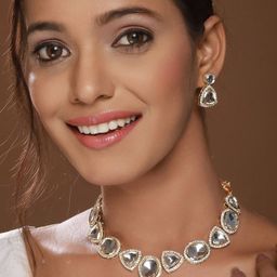 Anouk Silver-Plated Cubic Zirconia-Studded Necklace & Earrings-99