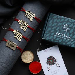Priyaasi Set of 4 Red & Gold Toned Multistrand Rakhi-image-90