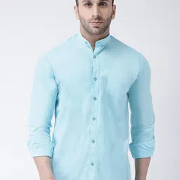 hangup plus Slim Fit Band Collar Cotton Casual Shirt-image-11