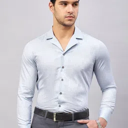 LOUIS STITCH Floral Printed Cuban Collar Cotton Formal Shirt-picture-24