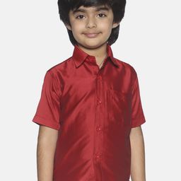 Sethukrishna Boys Red Classic Opaque Party Shirt-picture-55