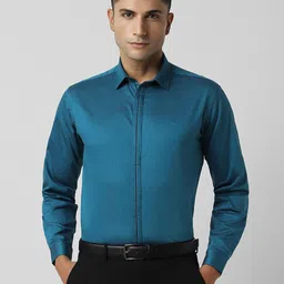 V Dot Slim Fit Spread Collar Pure Cotton Formal Shirt-image-44