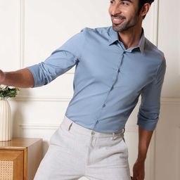 SUBTRACT Slim Fit Cotton Satin Shirt-image-1