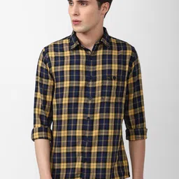 VAN HEUSEN DENIM LABS Men Slim Fit Tartan Checks Checked Casual Shirt-image-8
