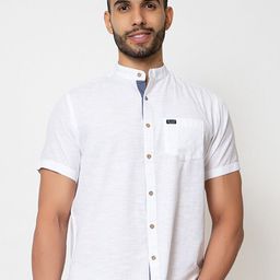 ARMISTO Premium Mandarin Collar Linen Casual Shirt-image-18