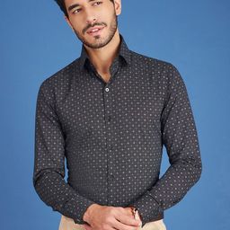 LOUIS STITCH Comfort Geometric Printed Cotton Formal Shirt-picture-9