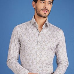 LOUIS STITCH Comfort Fit Ethnic Motifs Printed Cotton Formal Shirt-image-95
