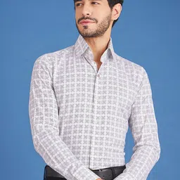 LOUIS STITCH Comfort Ethnic Motifs Printed Cotton Formal Shirt-picture-46