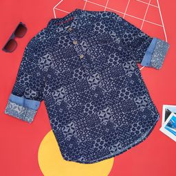 Pantaloons Junior Boys Spread Collar Long Sleeves Printed Casual Cotton Regular Fit Shirt-image-39