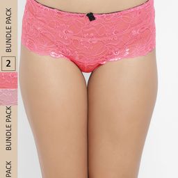 N-Gal Women Pack Of 2 Solid Lace Boy Short-image-79