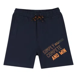 Peter England Boys Navy Blue Typography Printed Shorts-picture-27