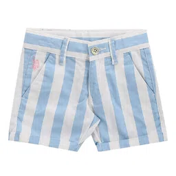 U.S. Polo Assn. Kids Boys Striped Mid Rise Pure Cotton Shorts-13