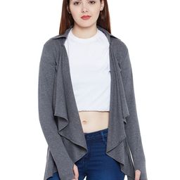 Hypernation Women Grey Open Front Shrug-93