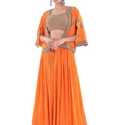 JYO DAS Embroidered Beads and Stones Ready to Wear Lehenga &-picture-21