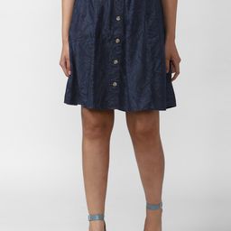 Van Heusen Woman Women Navy Blue Printed Above-Knee Skirt-image-36