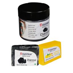 Deyomkar Set of Herbal Charcoal Scrub with Lemon Honey & Charcoal Soaps-88