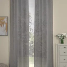 ROSARA HOME Grey Set of 2 Sheer Door Curtain-image-72