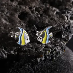 Carlton London Blue & Yellow 925 Sterling Silver Quirky Studs-picture-15