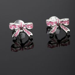 Carlton London Girls Pink 925 Sterling Silver Enamelled Quirky Studs with Silver Plating-31