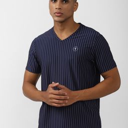 Van Heusen Men Striped V-Neck Slim Fit Training T-shirt-image-52