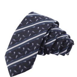 Alvaro Castagnino Men White & Blue Woven Design Skinny Tie-image-130